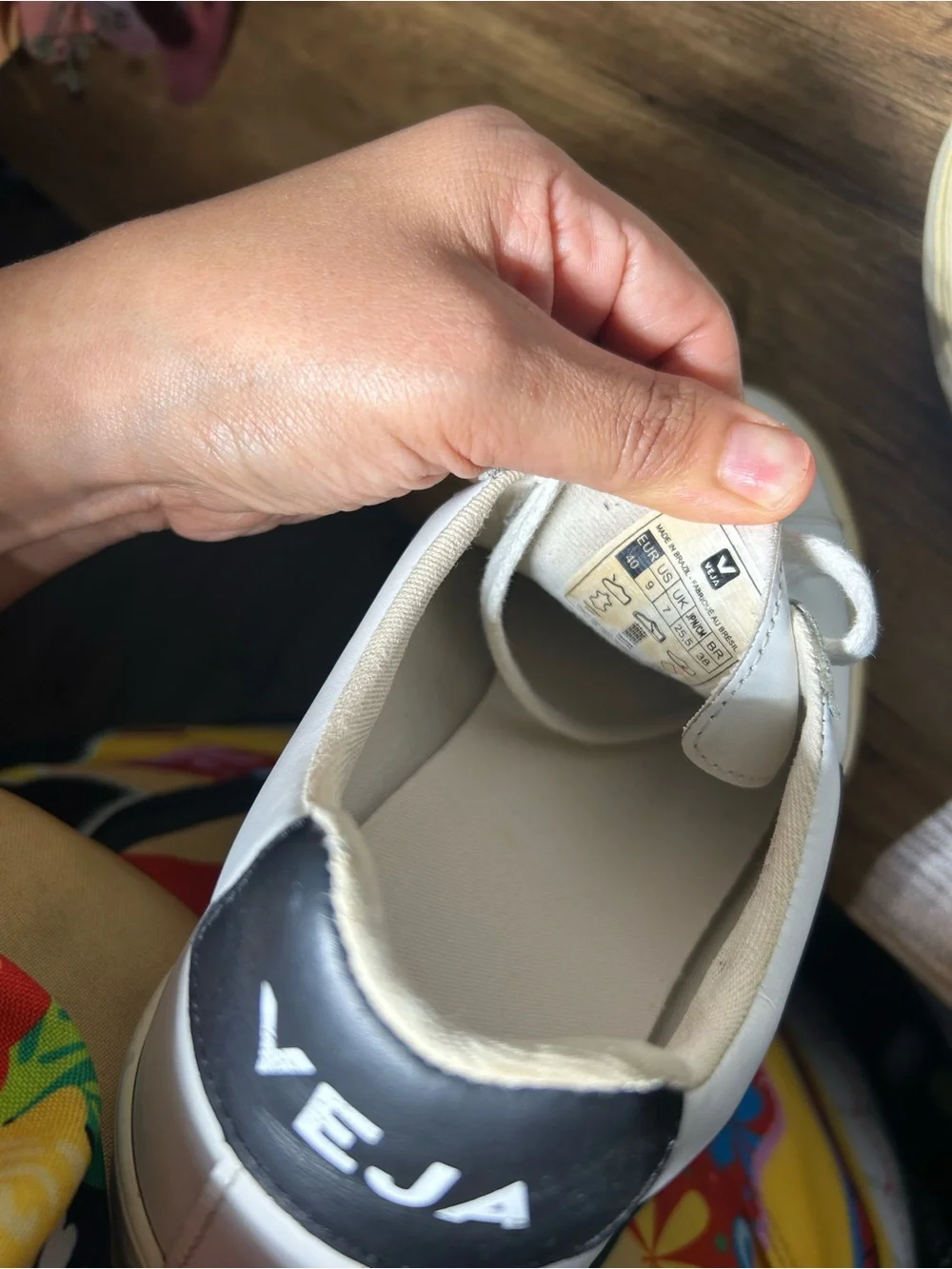 Veja White Leather Sneakers with Black V Detail
